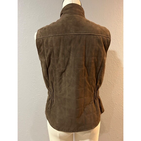Faconnable Women’s Brown Goatskin Suede Quilted Vest size S Zip Up - Picture 9 of 10